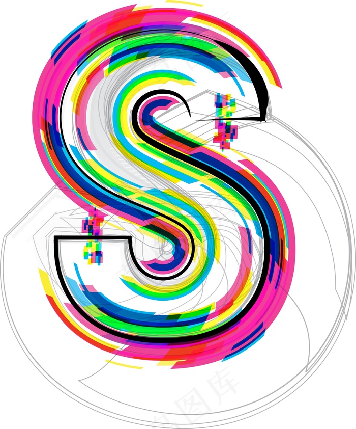 插图插画矢量字体的字母Seps,ai矢量模版下载