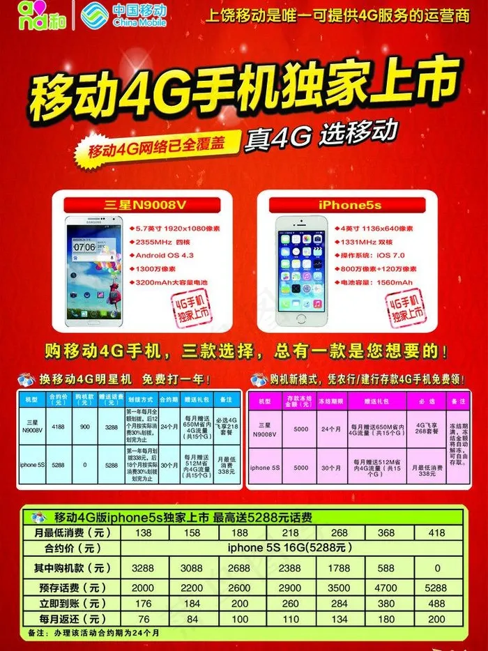 移动4g宣传单正面图片psd模版下载