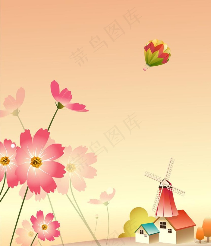卡通风景ai矢量模版下载