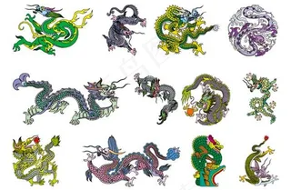 中国古典8龙中国古代龙纹矢量素材