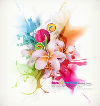 炫彩花卉花朵背景矢量图