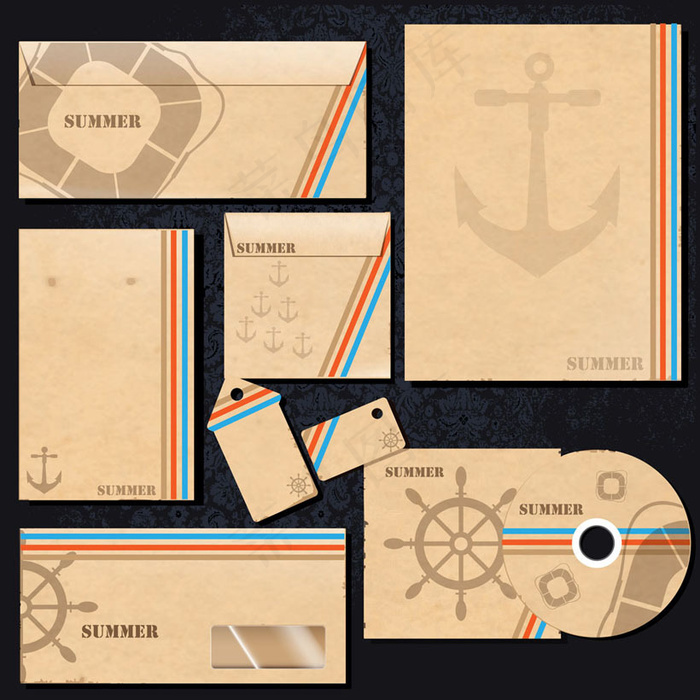 海运标识卡片模板矢量素材