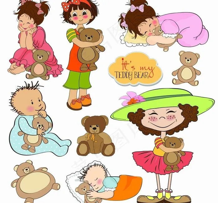 卡通儿童宝宝图片eps,ai矢量模版下载