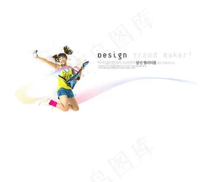 韩国动感美女炫彩背景psd素材28