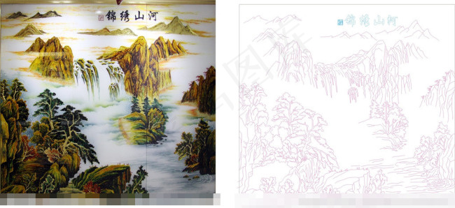 锦绣山河矢量素材cdr矢量模版下载