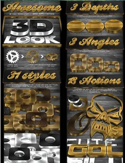 3D立体金银质感效果PS动作（含P...