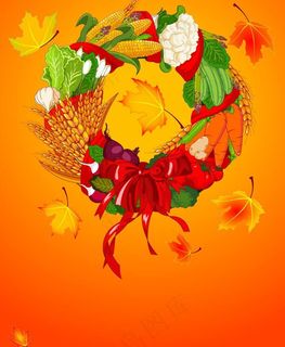 秋天枫叶蔬菜花环梦幻背景图片