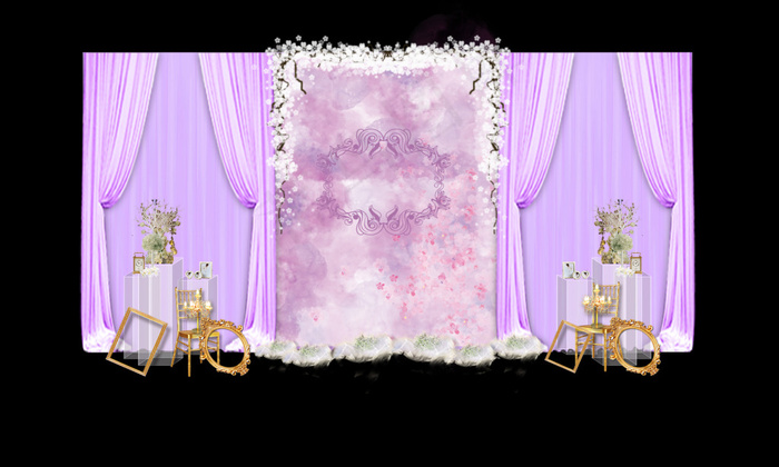 紫色婚礼迎宾区