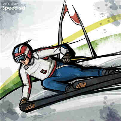 高清手绘滑雪运动素材