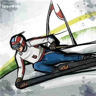 高清手绘滑雪运动素材