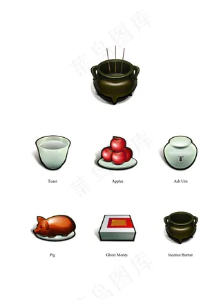 清明节拜祭物品矢量
