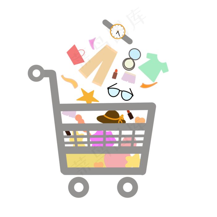 缤纷购物车购物促销海报png免