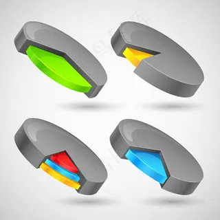 立体效果的饼状数据统计图矢量素材