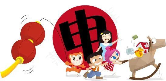 猴年大吉ai矢量模版下载