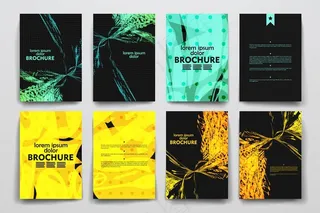 绿黄几何曲线画册图片