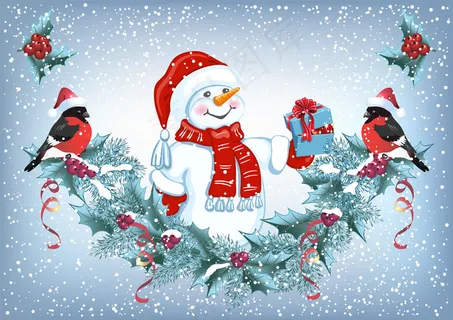 圣诞老人雪地松枝圣诞元素矢量素材 圣诞老人雪地松枝圣诞元素矢量素材