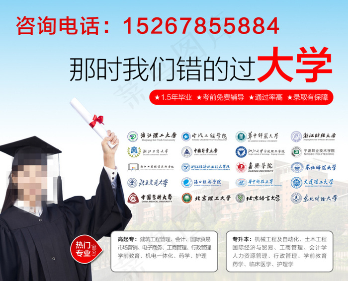 宁波春华学历进修大学院校及热门图片psd模版下载