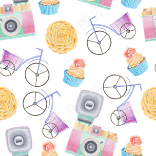 旅游手绘水彩矢量插画设计素材