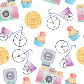 旅游手绘水彩矢量插画设计素材