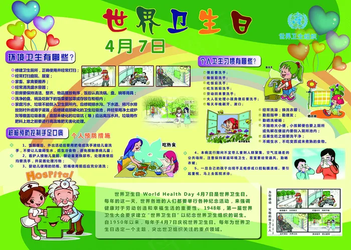世界卫生日四月七日展板PSD模板下...(4961X3543(DPI:300))psd模版下载