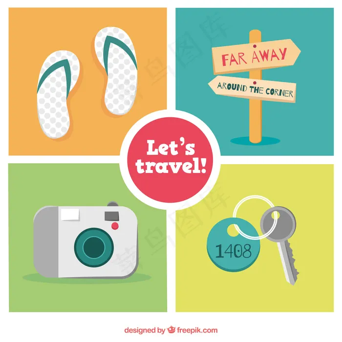 夏季旅游元素ai矢量模版下载