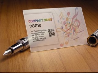 清新创意五彩音符教育行业透明名片设...