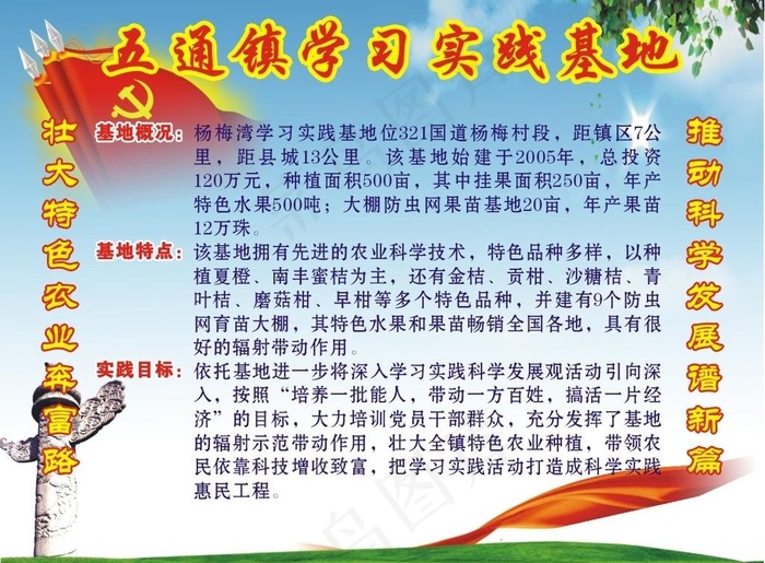 镇学习实践基地宣传栏图片cdr矢量模版下载