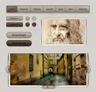 皮革质感导航psd分层素材