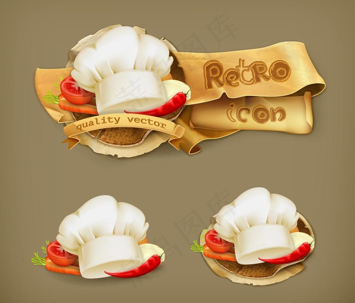 复古纸张厨师帽图片