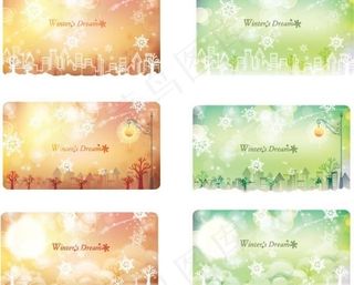 奇幻城市的雪花矢量素材