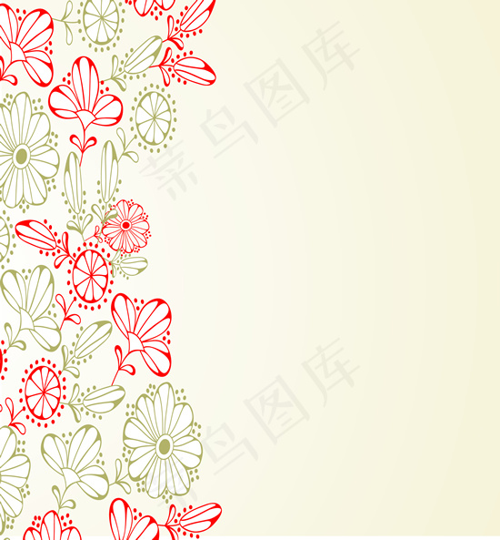 线描花朵花纹eps,ai矢量模版下载