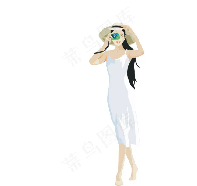 连衣裙美女ai矢量模版下载