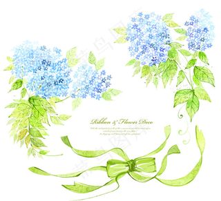 韩国蓝色花朵纹样设计PSD分