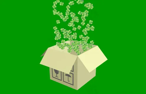 包装盒漂浮的四叶草flash素材