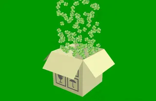 包装盒漂浮的四叶草flash素材