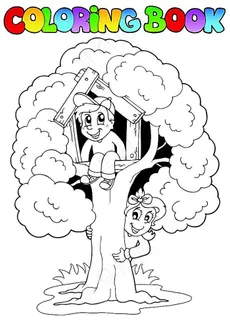 卡通儿童与大树简笔画 卡通儿童与大树简笔画