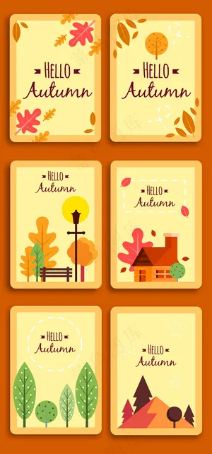 橙色秋天设计元素背景模板下载