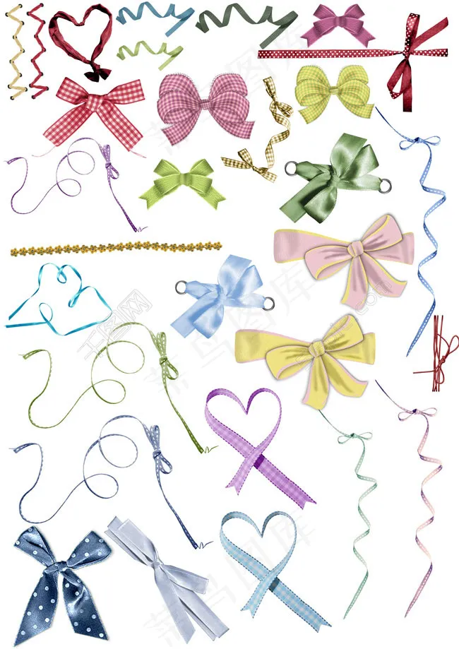 蝴蝶结丝带剪贴素材psd模版下载