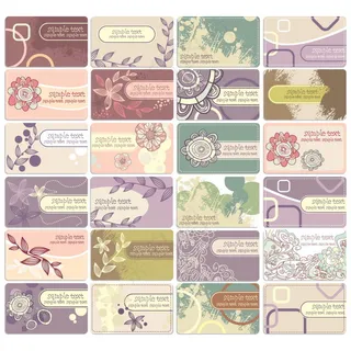 可爱植物花纹卡片矢量下载