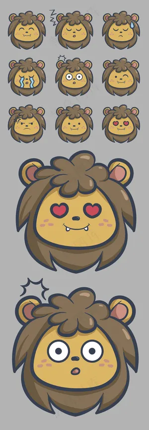 卡通小狮子手绘头像矢量元素