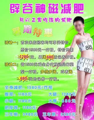 辟谷神磁减肥宣传单图片