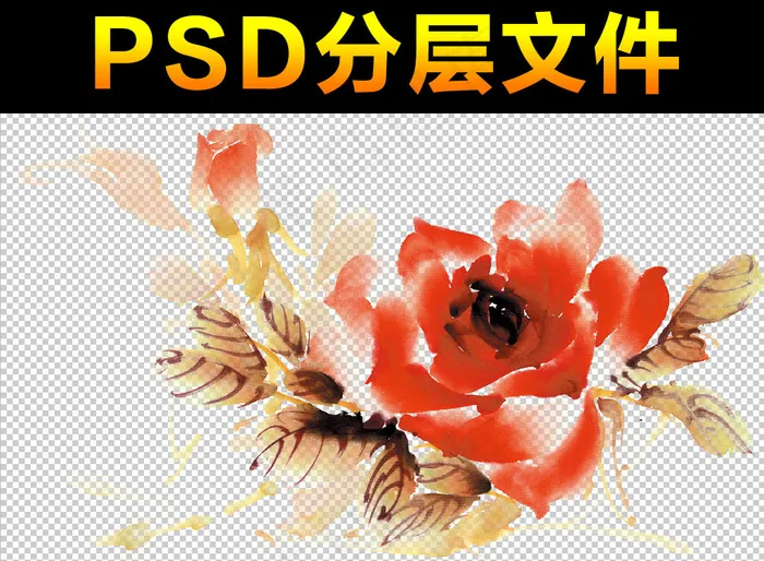 玫瑰彩绘画素材免扣大图psd模版下载