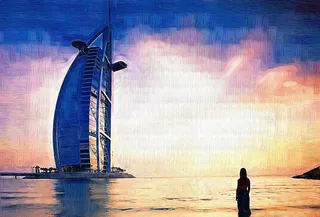 油画设计 风景油画 迪拜油画设计图...