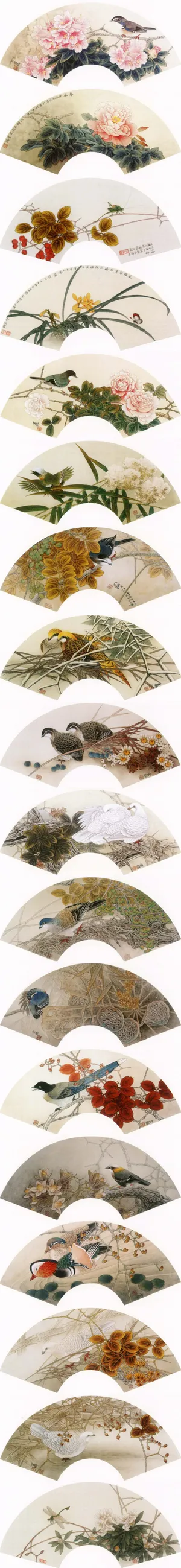 花鸟工笔画扇面