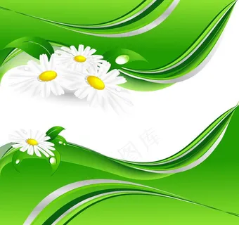 绿色环保动感线条鲜花水珠图片