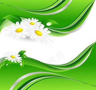 绿色环保动感线条鲜花水珠图片