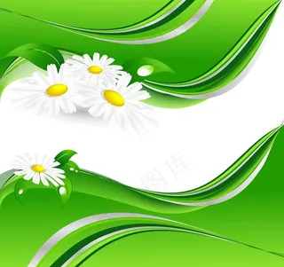 绿色环保动感线条鲜花水珠图片