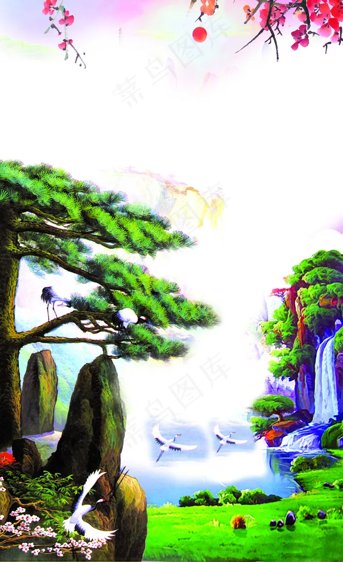山水风景画(3118X5102(DPI:72))psd模版下载