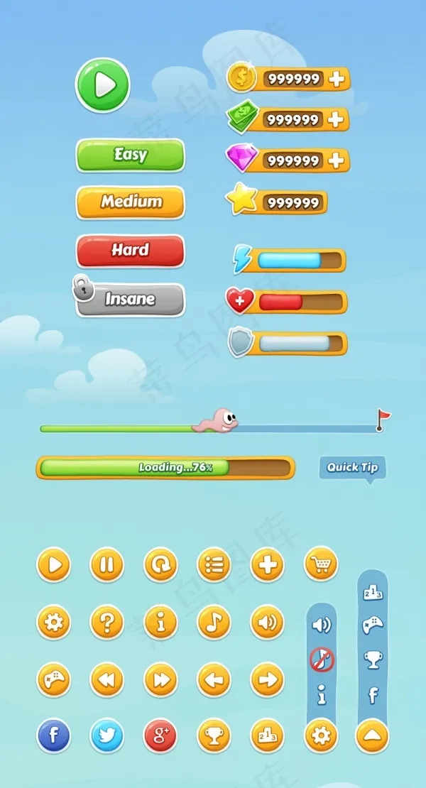 手机游戏UI源文件素材psd模版下载