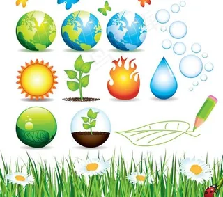 地球自然元素矢量设计素材 AI